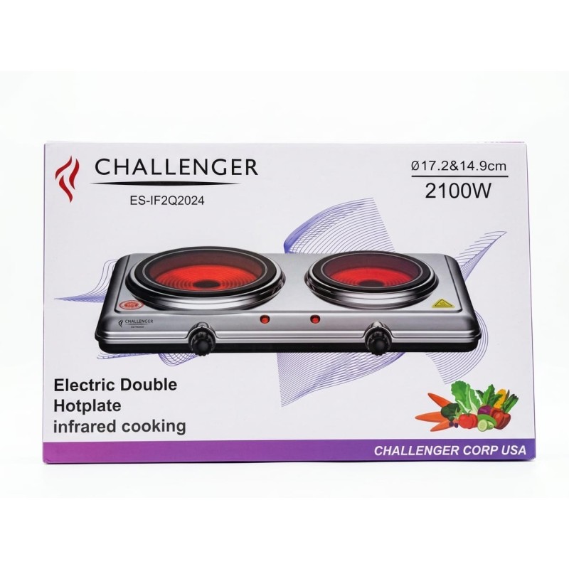 Fogón EléctriDoble Infrarrojo Challenger ES-IF2Q2024 de 2100W